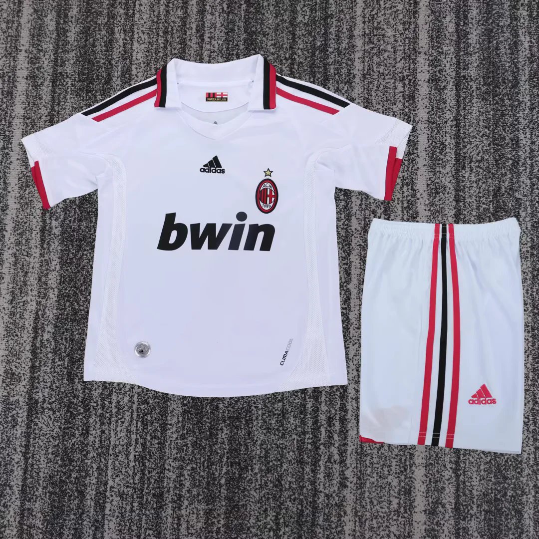 Kids-AC Milan 09/10 Away White Soccer Jersey Kids-AC Milan 09/10 Away White Soccer Jersey